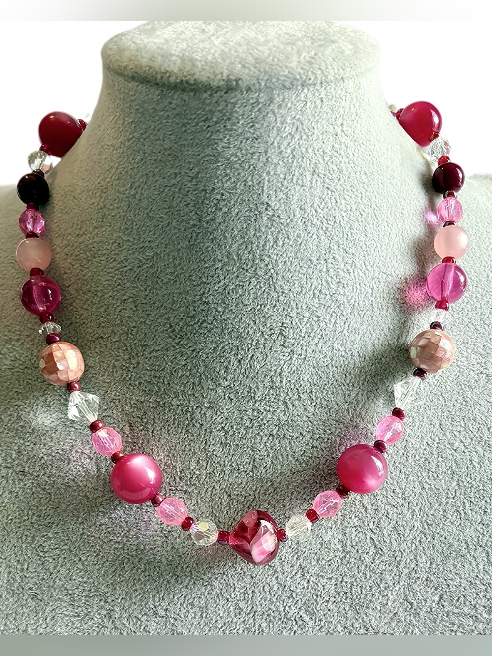 Shades of Pink Beaded Stretch Choker Necklace